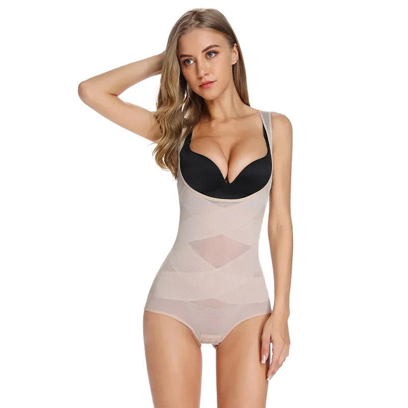 Vensslim Full Body Shapewear Cross Compression Abs Body Shaper Women Slimming Bodysuit Push Up Vest Tummy Control Open Crotch