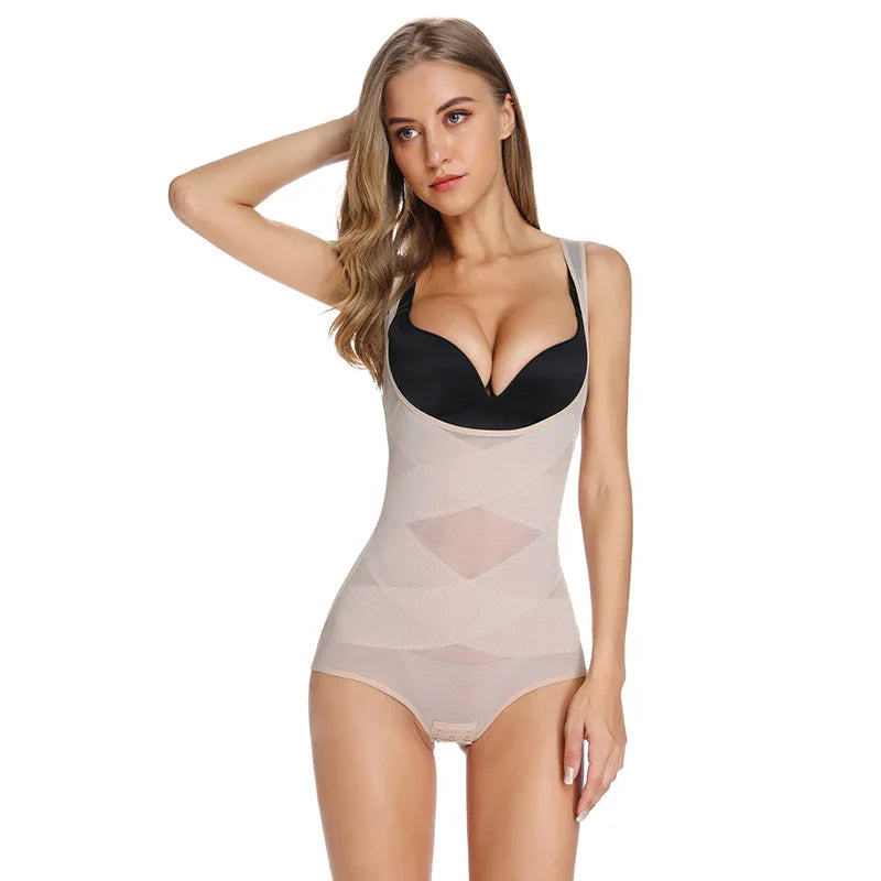 Vensslim Full Body Shapewear Cross Compression Abs Body Shaper Women Slimming Bodysuit Push Up Vest Tummy Control Open Crotch
