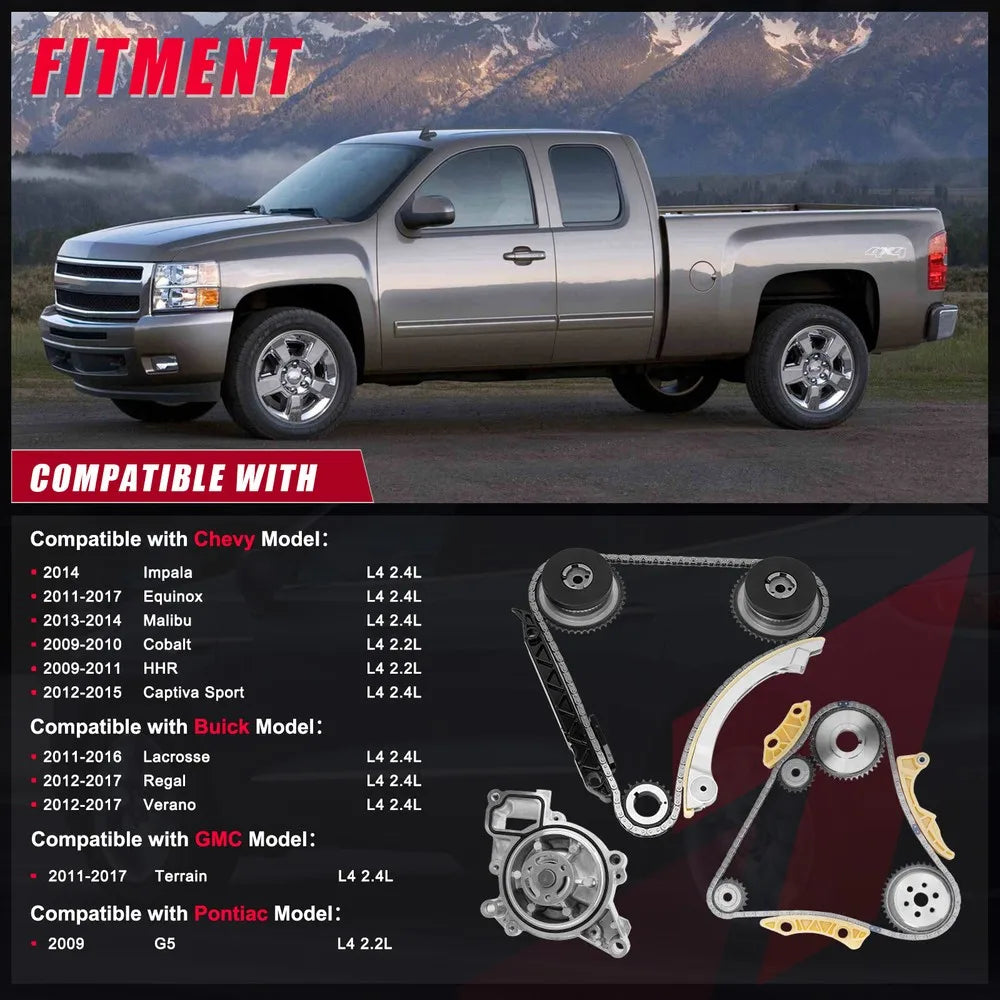 9-4201S 94201S 9-4201SX Timing Chain Kit with Water Pump 94201SX 9-4202S 94202S For Chevy GMC Pontiac Buick Equinox 2.2L 2.4L