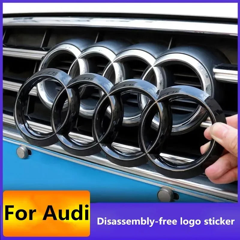 1Pc Audi directly covered front /Rear logo Emblem Refitted four-ring black Badge For Audi A4 A3 A5 A7 Q3 Q5 Q7 Q2 A6 Accessories