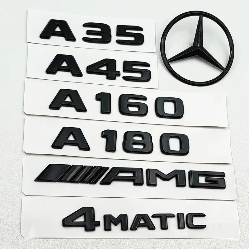 3D ABS Black A35 A45 A160 A180 A200 A250 Logo Letters 4MATIC Badge Car Rear Star Sticker AMG Emblem For Mercedes Benz