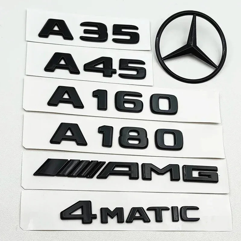 3D ABS Black A35 A45 A160 A180 A200 A250 Logo Letters 4MATIC Badge Car Rear Star Sticker AMG Emblem For Mercedes Benz