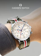 CADISEN New Chronograph Men's Quartz Watch Top Luxury Watches For Men MIYOTA 0S10 AR Mirror Waterproof Canvas Men's Wristwatch