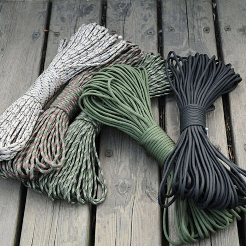Cuerda Paracord de 5/15/30m, 7 hebras, 4mm, táctica militar, 550, cuerda de paracaídas, accesorios de acampada, línea de pulsera DIY de supervivencia al aire libre