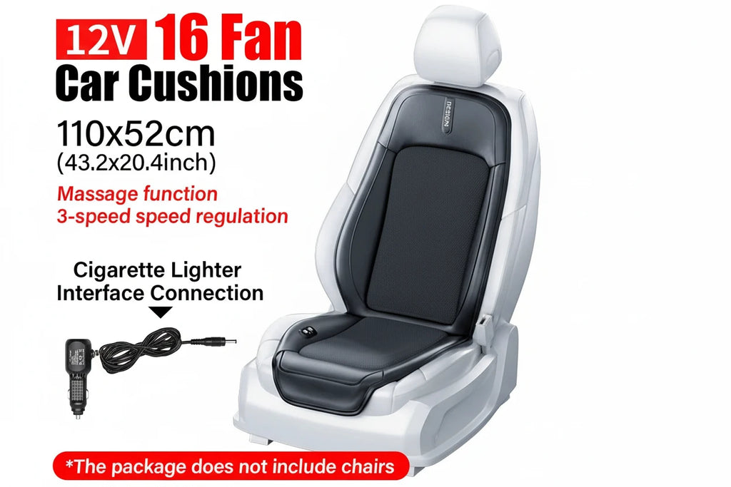 Car Seat Cooler Pad 16-Fan Car Seat Cooling Cushion with Massage 12V Ventilated Car Seat Pad Universal Anti-Slip Car Seat Cover
