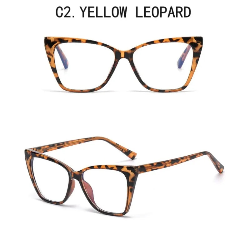 Gafas anti-luz azul a la moda para mujer, gafas clásicas antideslumbrantes con protección ocular para juegos de ordenador, montura de luz, gafas de cristal lisas
