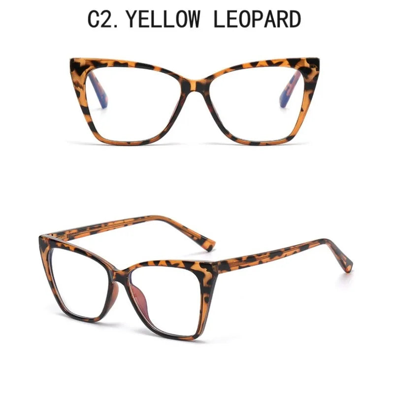 Gafas anti-luz azul a la moda para mujer, gafas clásicas antideslumbrantes con protección ocular para juegos de ordenador, montura de luz, gafas de cristal lisas