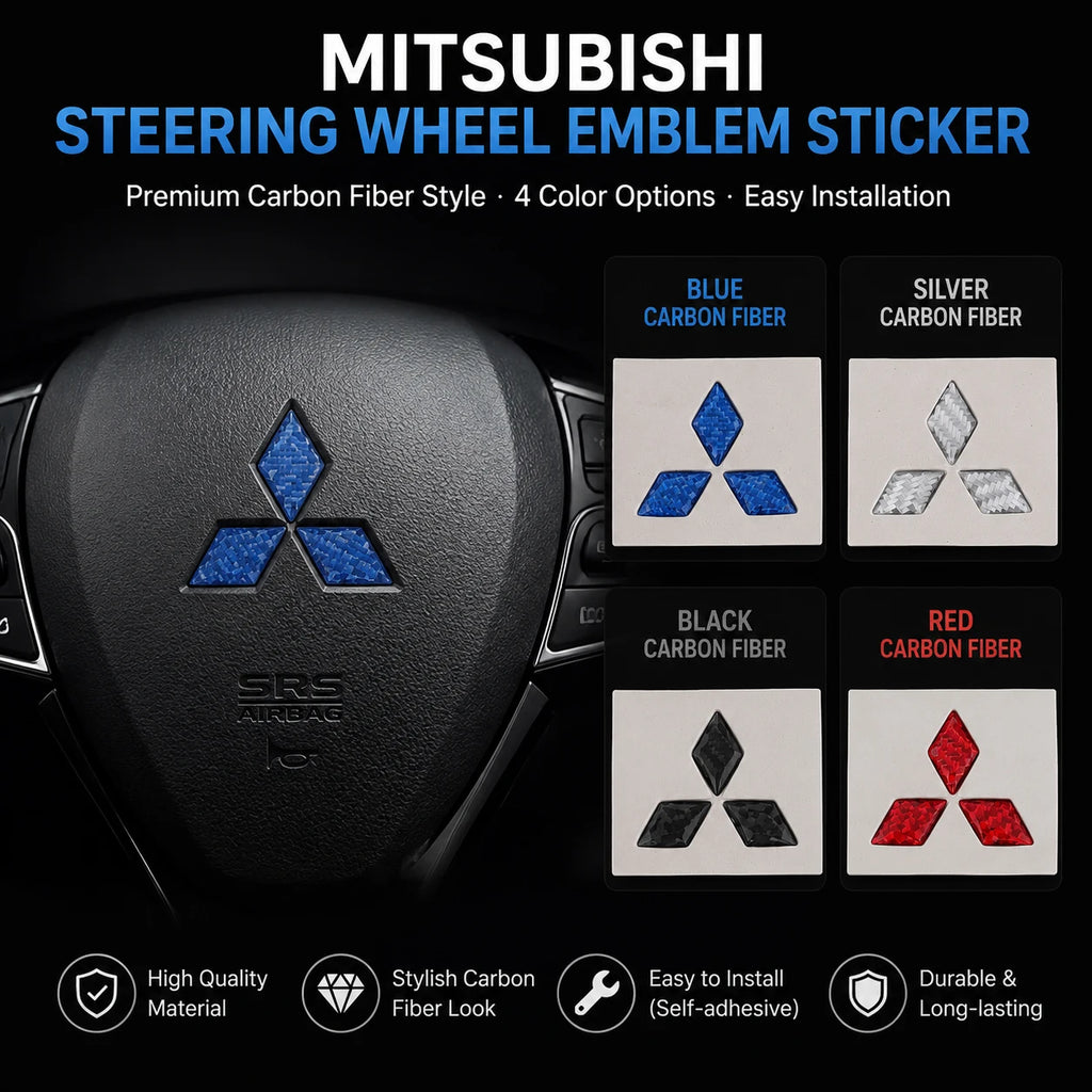 1pcs 3D Mitsubishi Carbon Fibre Steer Wheel Emblem Car Steering Wheel Sticker Car Interior Emblem Car Styling Accessories