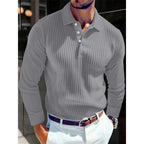 Spring New Light Luxury Light Business Mature Casual Men Sports Retro Style Striped Fashion Men Outdoor Long Sleeve POLO Shirt