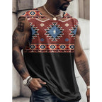 Summer New Men's Vest T Shirt Patterned Tribal Round Neck Clothing Daily Fitness Sports Vintage Sleeveless Printed Ethnic Tops