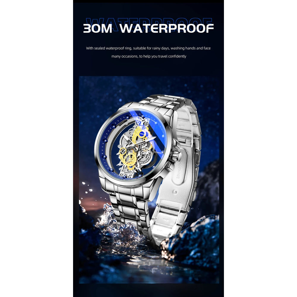 TPW Hot Trendy Fashion Wholesale Men Golden Black Blue Skeleton NOT Automatic Watch Quartz Wrist Watches Luxury 2024