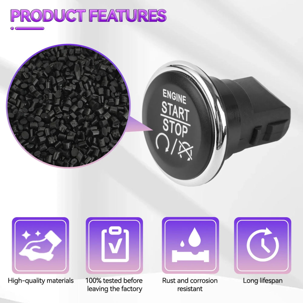 Keyless Go Start Stop Ignition Button Switch for Dodge Challenger Durango Grand Caravan Jeep Grand Cherokee 1FU931X9AC 33370101