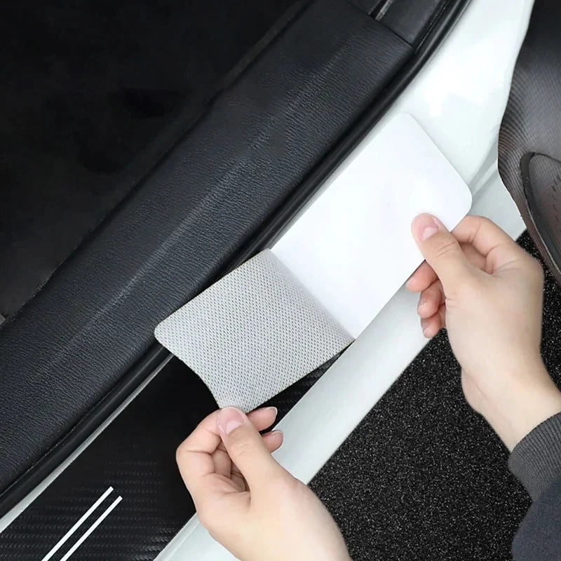 1/4/5Pcs Car Door Sill Scuff Plate Decor Carbon Fiber Stickers For Ford ST Line Focus Fiesta Shelby Edge Mondeo Explorer Transit
