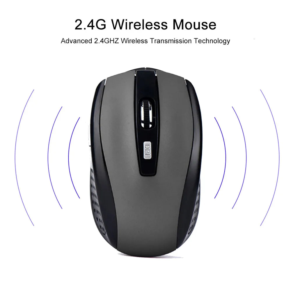 Ratón inalámbrico 2,4G, ratón para juegos de 2,4 Ghz, ratón óptico inalámbrico 6D, Mini ratón silencioso delgado DPI1600 para Macbook, PC y portátil