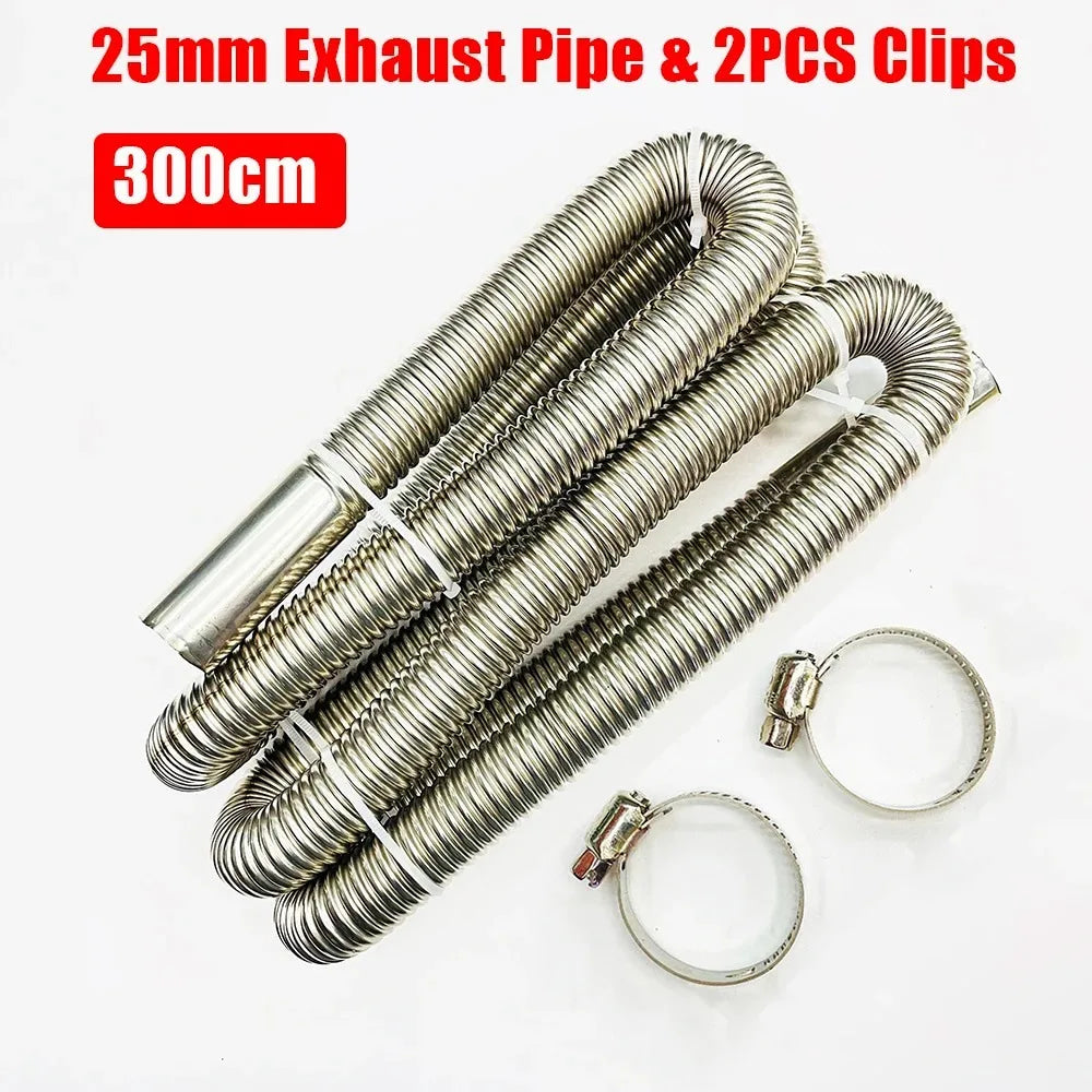 Tubo de Escape de Acero Inoxidable de 300 CM para Calefactor de Estacionamiento Diésel, Manguera de Ventilación de Gas para Piezas de Calefactor de Coche Eberspacher Webasto