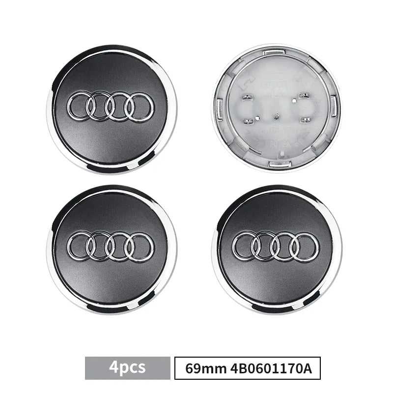 4pcs 60/61/68/69mm Car Wheel Center Hub Cap Rim Cover Car Goods For Audi B7 B5 B6 B8 B9 8P A3 A4 A5 A6 A7 A8 Q3 Q5 Q7 Q8 A1 8V