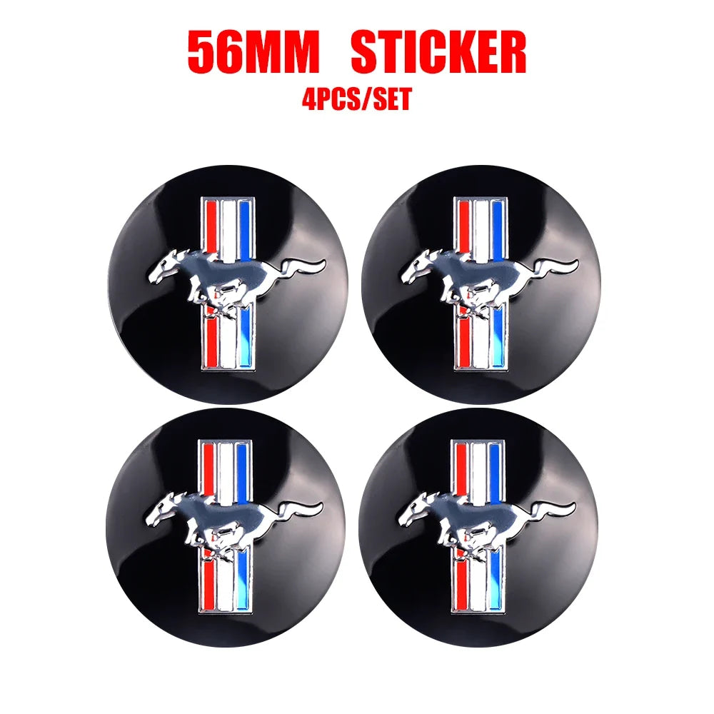 56mm Car Wheel Center Hub Cover Stickers Hub Decals For Ford Mustang Mondeo Focus Fusion Kuga Transit Edge Decoration Accesorios