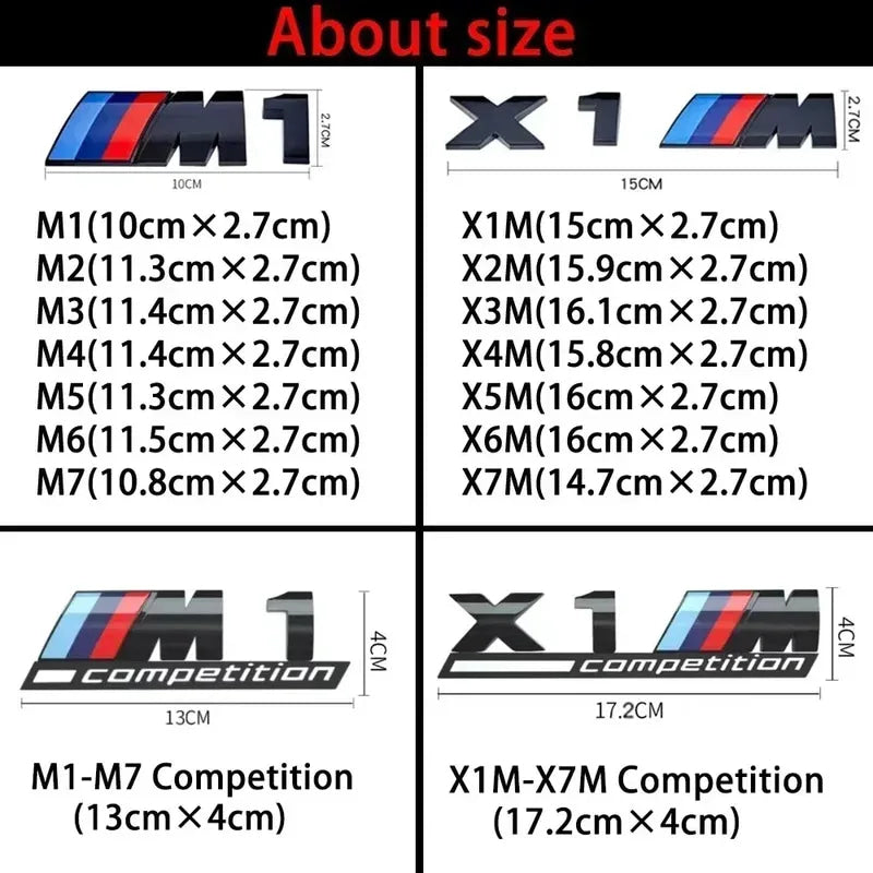 Original Car Size 3D Rear Trunk Emblem BMW F10 F20 F30 E90 F80 F87 X1 X2 X3 X4 X5m X6m M2 M3 M4 M5 M6Badge Car Stickers Logo