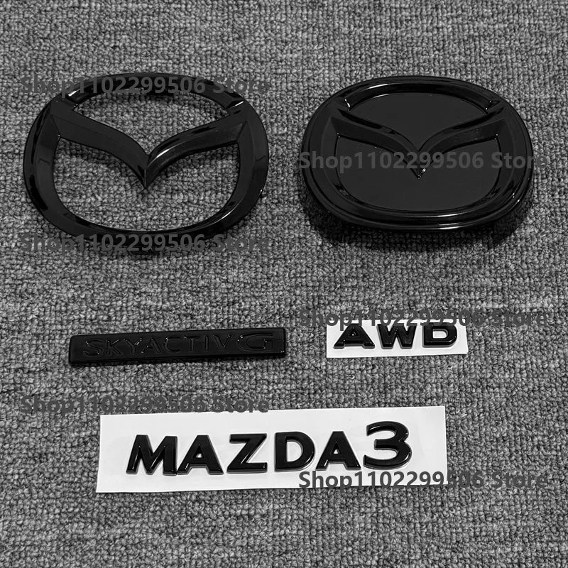 glossy black ABS Car Front Grille Eemblem Rear Trunk Badge Replace stickers  SKYACTIV  GX For 2019-2025 Mazda 3 Logo Accessories