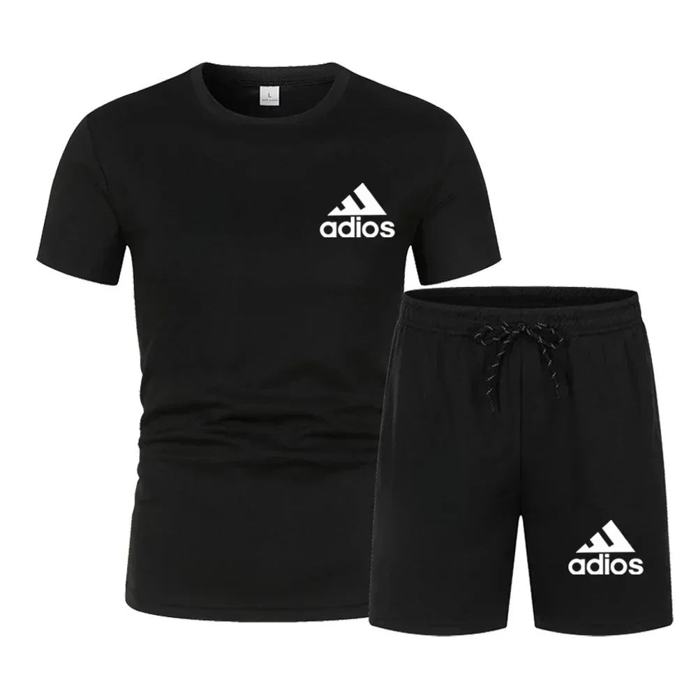 Summer fashion high-quality set men's short sleeved set fashion casual shorts sports set men's T-shirt+shorts two-piece set