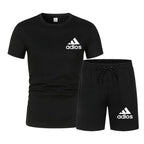 Summer fashion high-quality set men's short sleeved set fashion casual shorts sports set men's T-shirt+shorts two-piece set