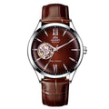 Orient Men's Automatic Open Heart Watch Blue Dial Stainless Steel Band Casual Dress Wristwatch 30M Water Resistant Fashion Watch