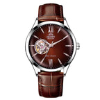 Orient Men's Automatic Open Heart Watch Blue Dial Stainless Steel Band Casual Dress Wristwatch 30M Water Resistant Fashion Watch