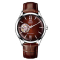 Orient Men's Automatic Open Heart Watch Blue Dial Stainless Steel Band Casual Dress Wristwatch 30M Water Resistant Fashion Watch