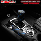 2 sets PU leather embroidered large lattice comfortable car handbrake cover handle set manual transmission car general purpose