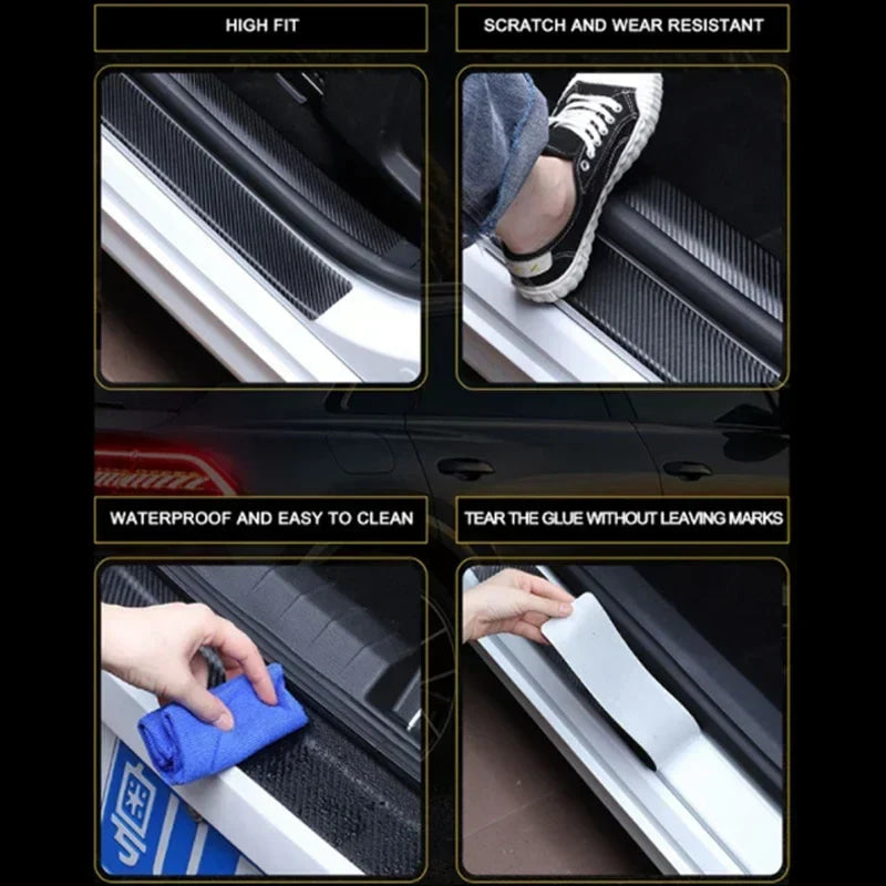 Carbon Fiber Car Door Threshold Tape Sill Protective Stickers Decal for Jeep CHEROKEE Logo Rear Trunk Bumper Scratch Guard Trim