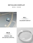 CADISEN Automatic Mechanical Watch Man Silver Business Casual Waterproof Watch Japan MIYOTA 8215 Movement Luminous Men's Watch