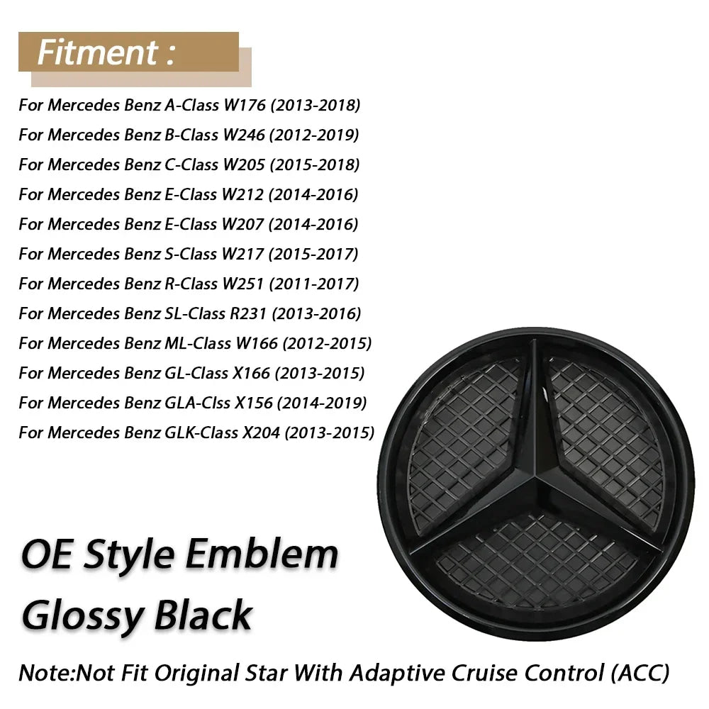 1pcs For Mercedes Benz B/C/E/S W176 W246 W205 W212 W207 W217  W166 X166 X156 X204 Front Grille Emblem Star Badge