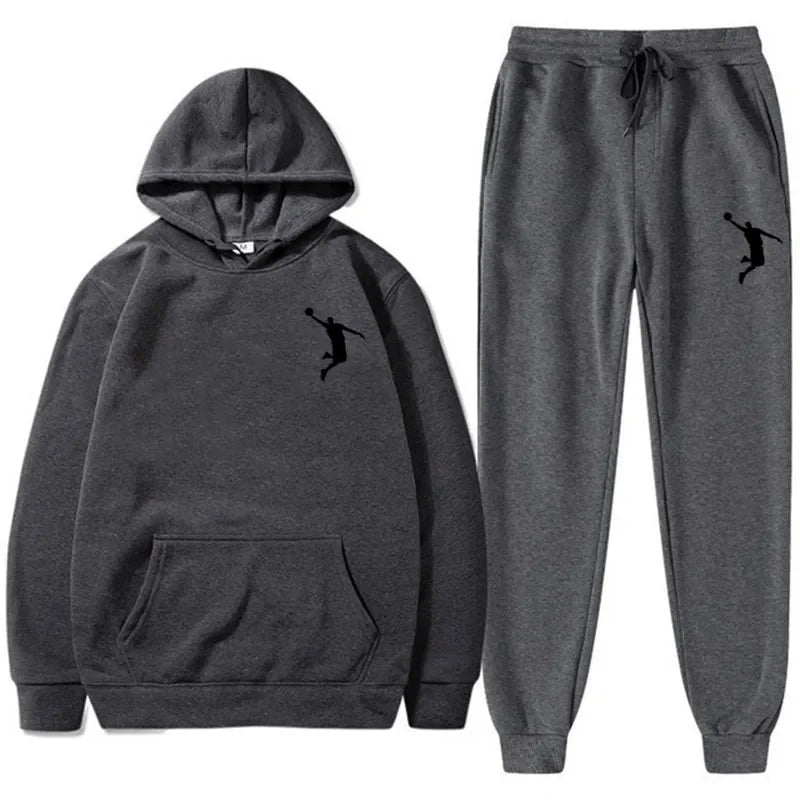 Sports Basketball Brand Sweatshirt Sweatpants Men Women 2 Pieces Sets Tracksuit Fashion Casual Hooded Sportswear Sudadera Hombre