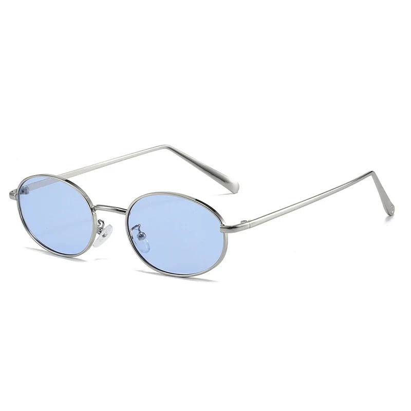 SHAUNA Gafas de sol retro con montura metálica ovalada pequeña para mujer UV400 Gafas de sol punk para hombre