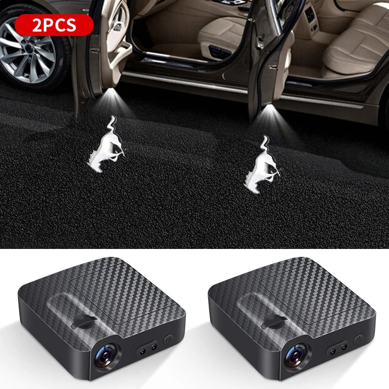 Car Led Welcome Lights Courtesy Projector Ghost Shadow Logo Emblem Light For Ford Mustang 4 5 6 2024 2023 2022-2010 Accessories