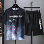 Conjuntos de verano de secado rápido para hombre, chándales de moda, pantalón corto informal transpirable de manga, Camiseta deportiva con estampado 3D + Pantalones cortos, conjunto de baloncesto