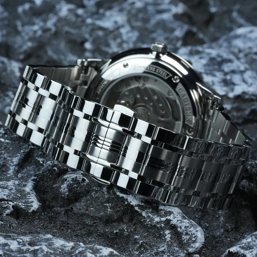 CADISEN Automatic Mechanical Ultra-thin Wriswatch MIYOTA 9015 Top Brand Luxury Curved Single-dome Sapphire Crystal Watch Man