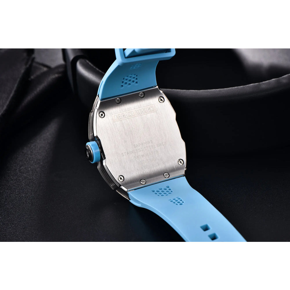 PAGANI DESIGN skeleton Watch Sapphire YS012 Automatic Men’s Quartz Watch Silicone Square Clock Waterproof Relogio Masculino