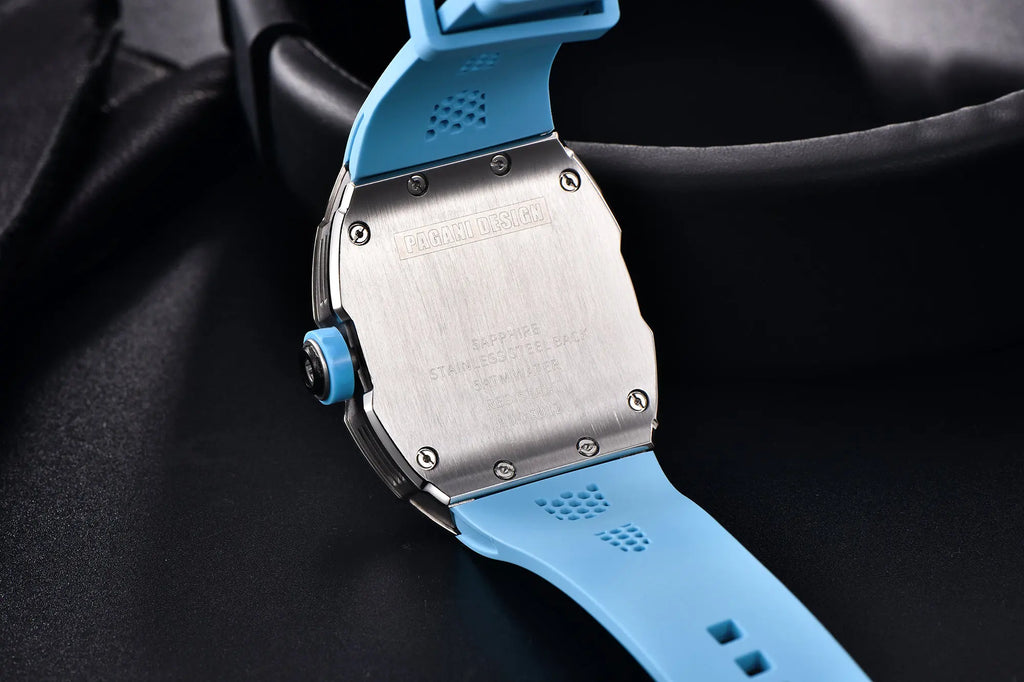 PAGANI DESIGN skeleton Watch Sapphire YS012 Automatic Men’s Quartz Watch Silicone Square Clock Waterproof Relogio Masculino