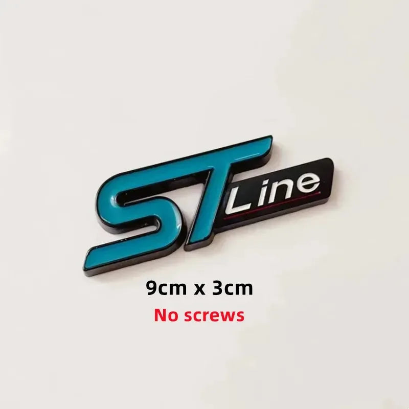 3D Metal ST Line Logo Car Front Grill Emblem Sticker Trunk Badge For Ford Kuga MK3 MK4 S Max Focus Puma Fiesta Accessories
