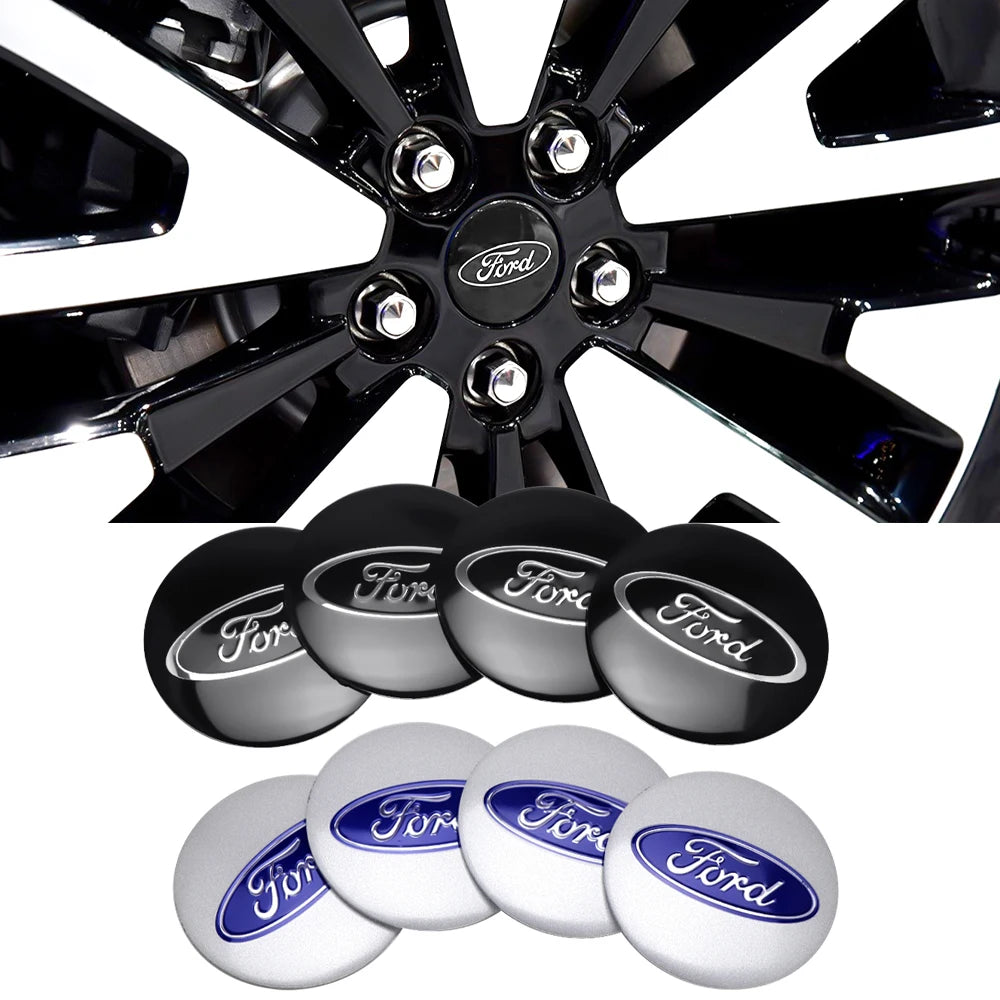 56mm Car Wheel Center Hub Cover Stickers Hub Decals For Ford Mustang Mondeo Focus Fusion Kuga Transit Edge Decoration Accesorios