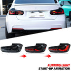 LED GTS Tail Lights for BMW 3-Series F30 F80 M3 2011-2018 Sequential Turn Signal Start-up Animation Black Rear Lamps Assembly