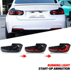 LED GTS Tail Lights for BMW 3-Series F30 F80 M3 2011-2018 Sequential Turn Signal Start-up Animation Black Rear Lamps Assembly