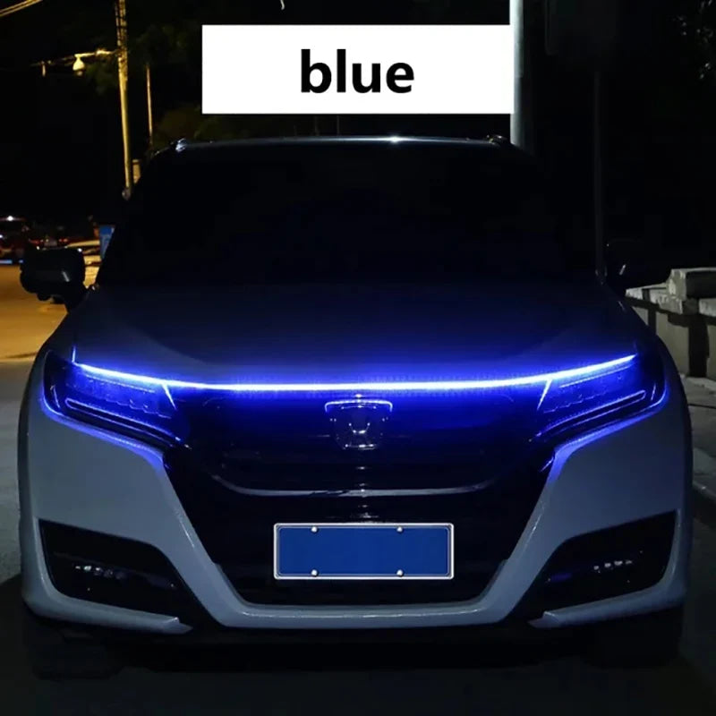 Luz LED de conducción diurna de 150cm, luces decorativas DRL para capó de coche, guía para capó de motor, lámpara ambiental decorativa de 12V