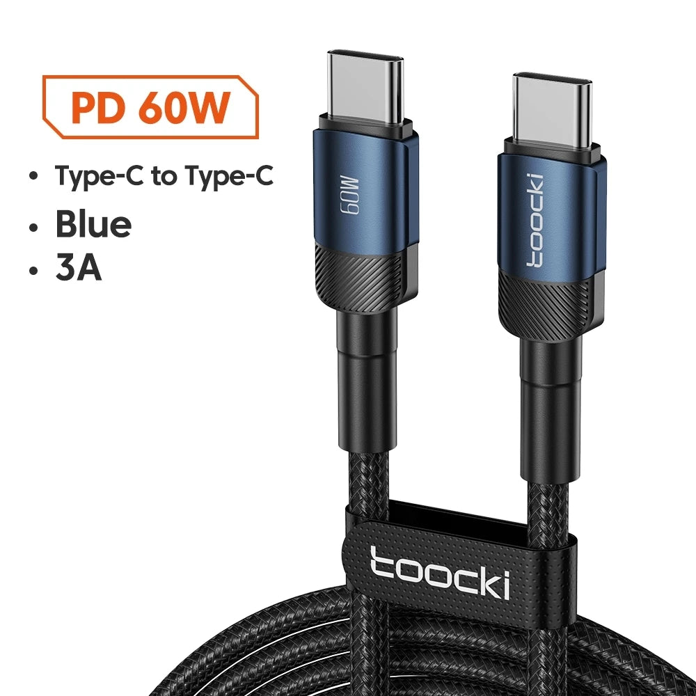 Toocki 100W tipo C a USB C cable PD 3,0 carga rápida 4,0 carga rápida tipo C a tipo C para iPhone 15 Macbook Samsung Xiaomi