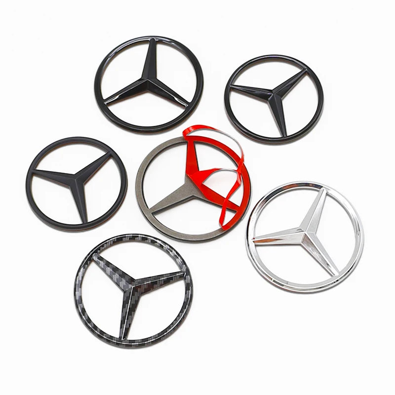 52mm 57mm Pins Sticker Car Steering Wheel Emblem Badge For Mercedes C E S Class CLA CLS W212 W205 W204 Styling Accessories Trim