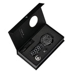 TOMI New Men's Watch Brooch Ring Gift Box Set Luxury Business Stainless Steel Strap Men's Calendar Casual Quartz Watch Reloj