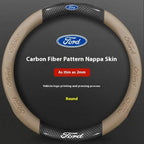 For Ford Mondeo Focus Raptor Puma Edge Explorer Ecosport Ranger F150 Kuga Car AntiSlip Carbon Fiber Leather Steering Wheel Cover