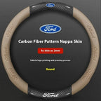 For Ford Mondeo Focus Raptor Puma Edge Explorer Ecosport Ranger F150 Kuga Car AntiSlip Carbon Fiber Leather Steering Wheel Cover