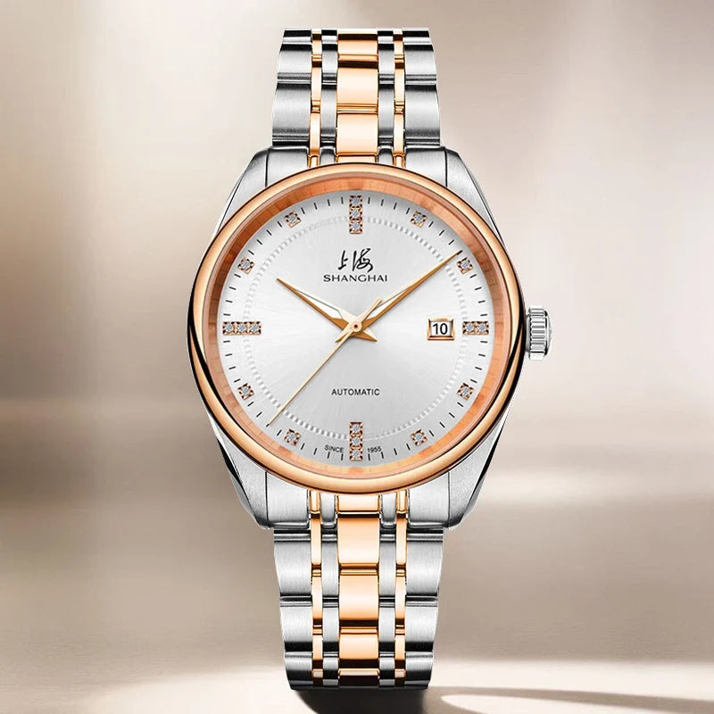 Shanghai Watch Calendar Mechanical Men's Watches 40mm Automatic Watches 316L Stainless Steel 50M Waterproof reloj hombre SH3007